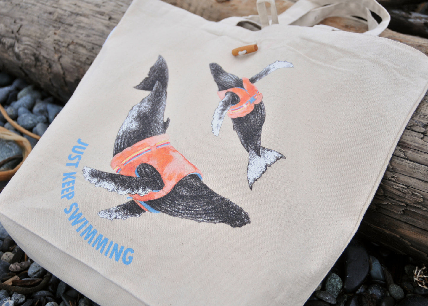 'Just Keep Swimming' Canvas Tote