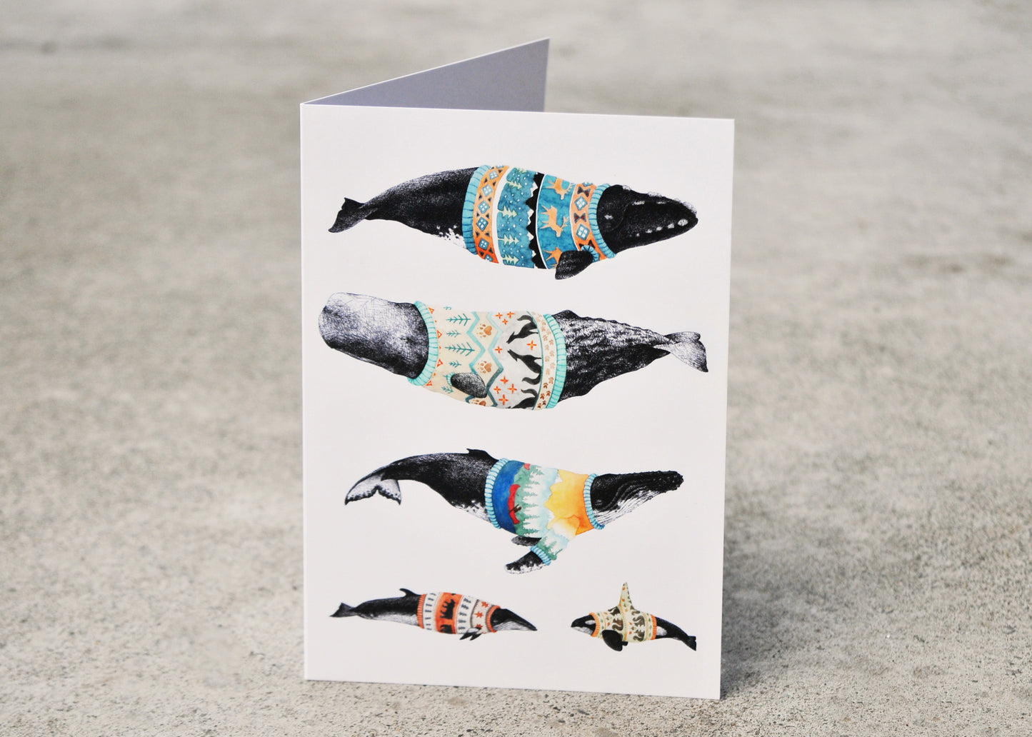 Mountain Whales Sweater Weather Greeting Card