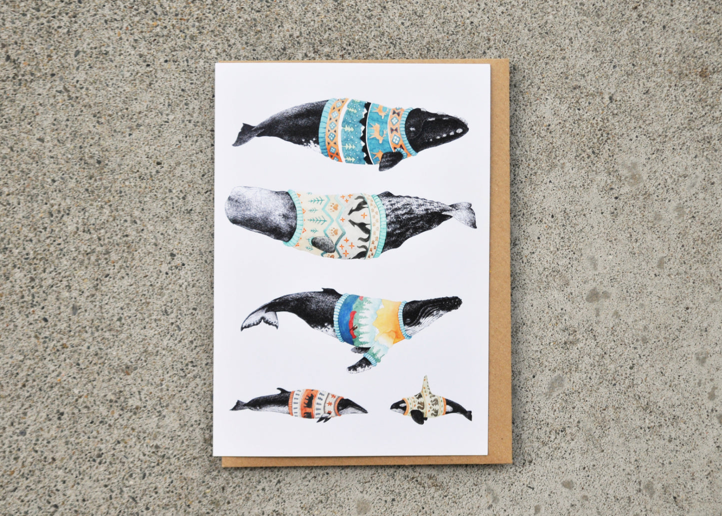 Mountain Whales Sweater Weather Greeting Card