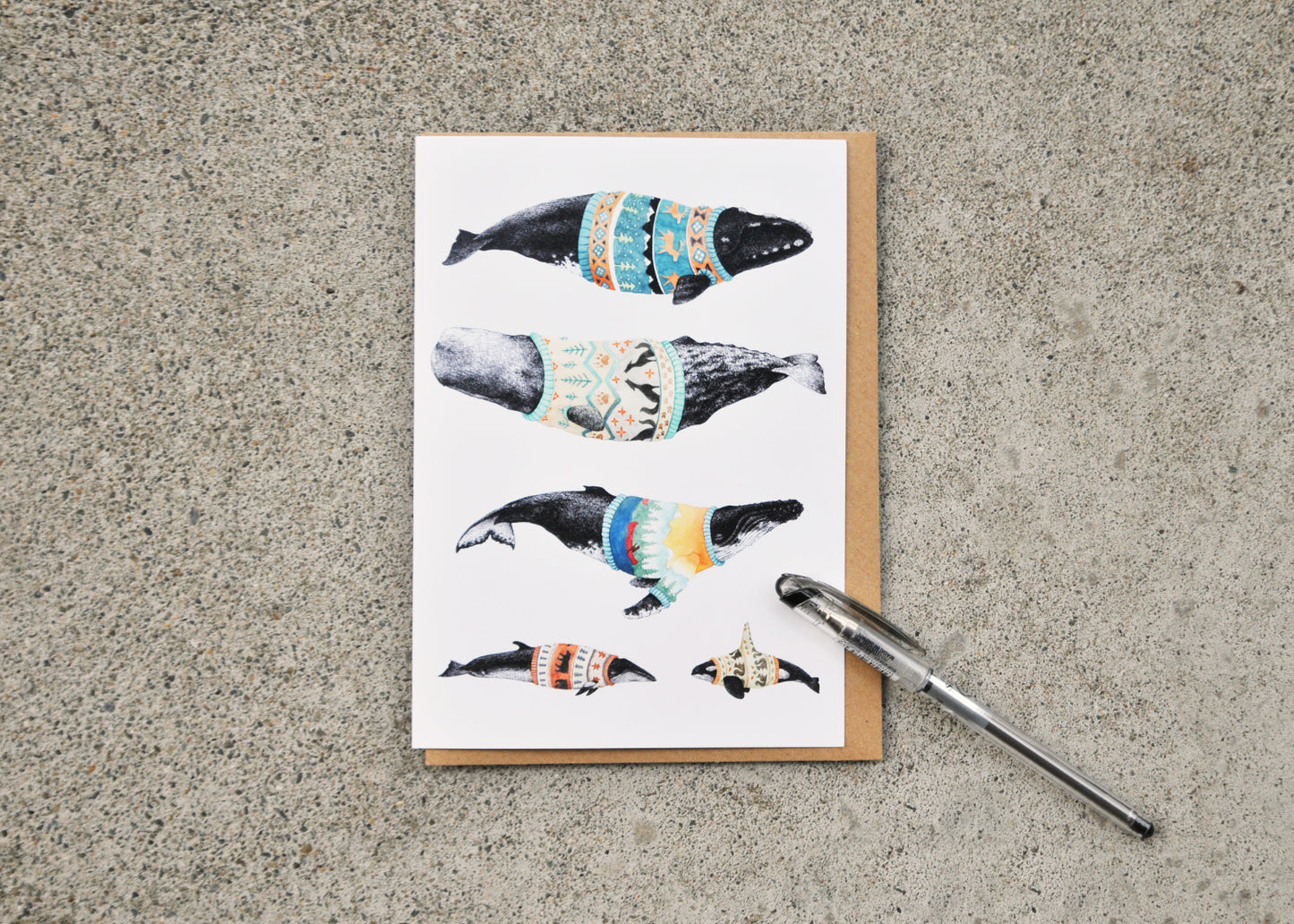 Mountain Whales Sweater Weather Greeting Card