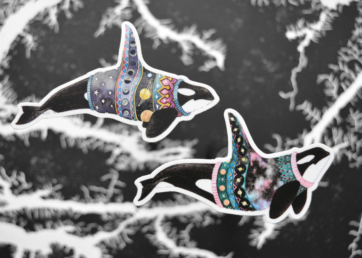 Space Orca Sweater Set of Two Stickers