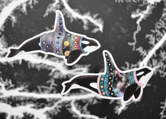 Space Orca Sweater Set of Two Stickers