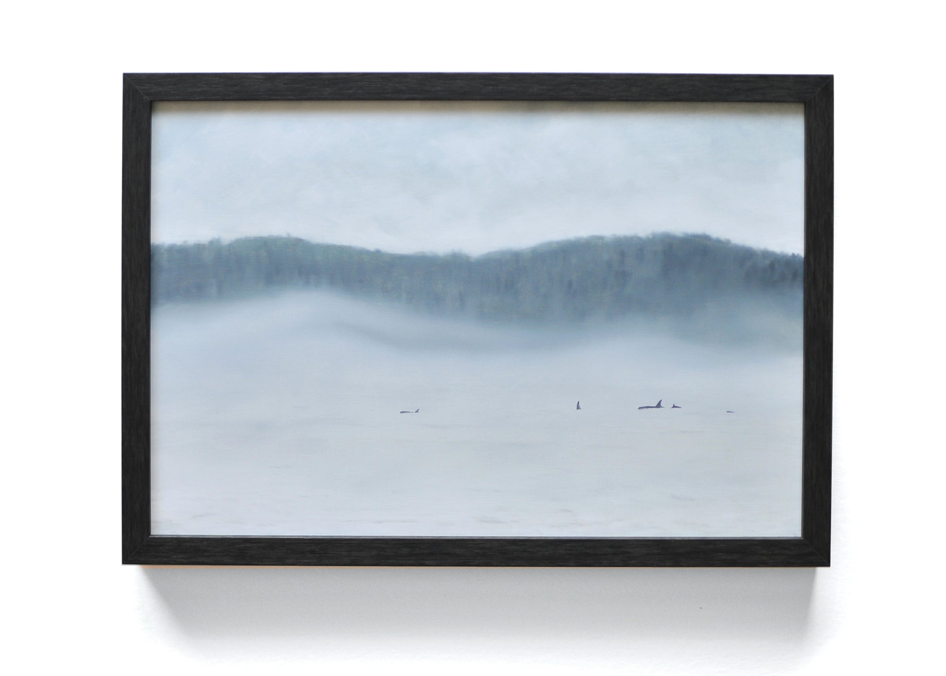 Framed oil painting of orca