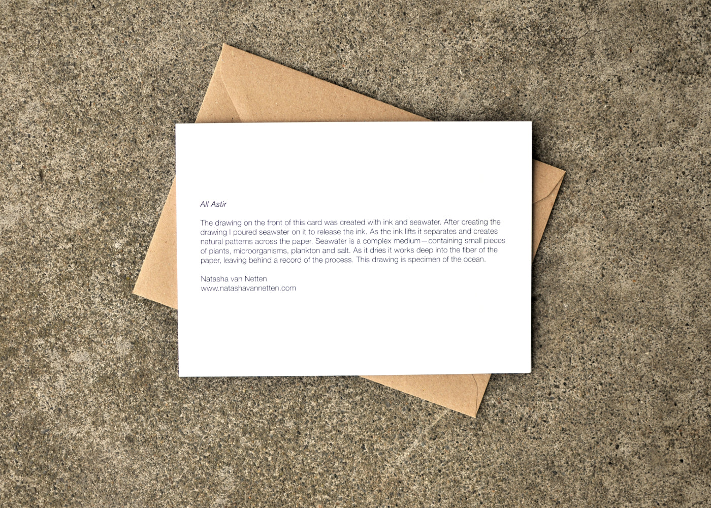 Text on the back of the card.