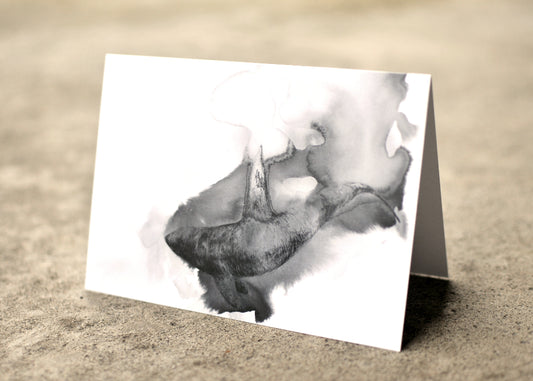 Black Ink Drawing of a Orca on a 5 x 7 greeting card