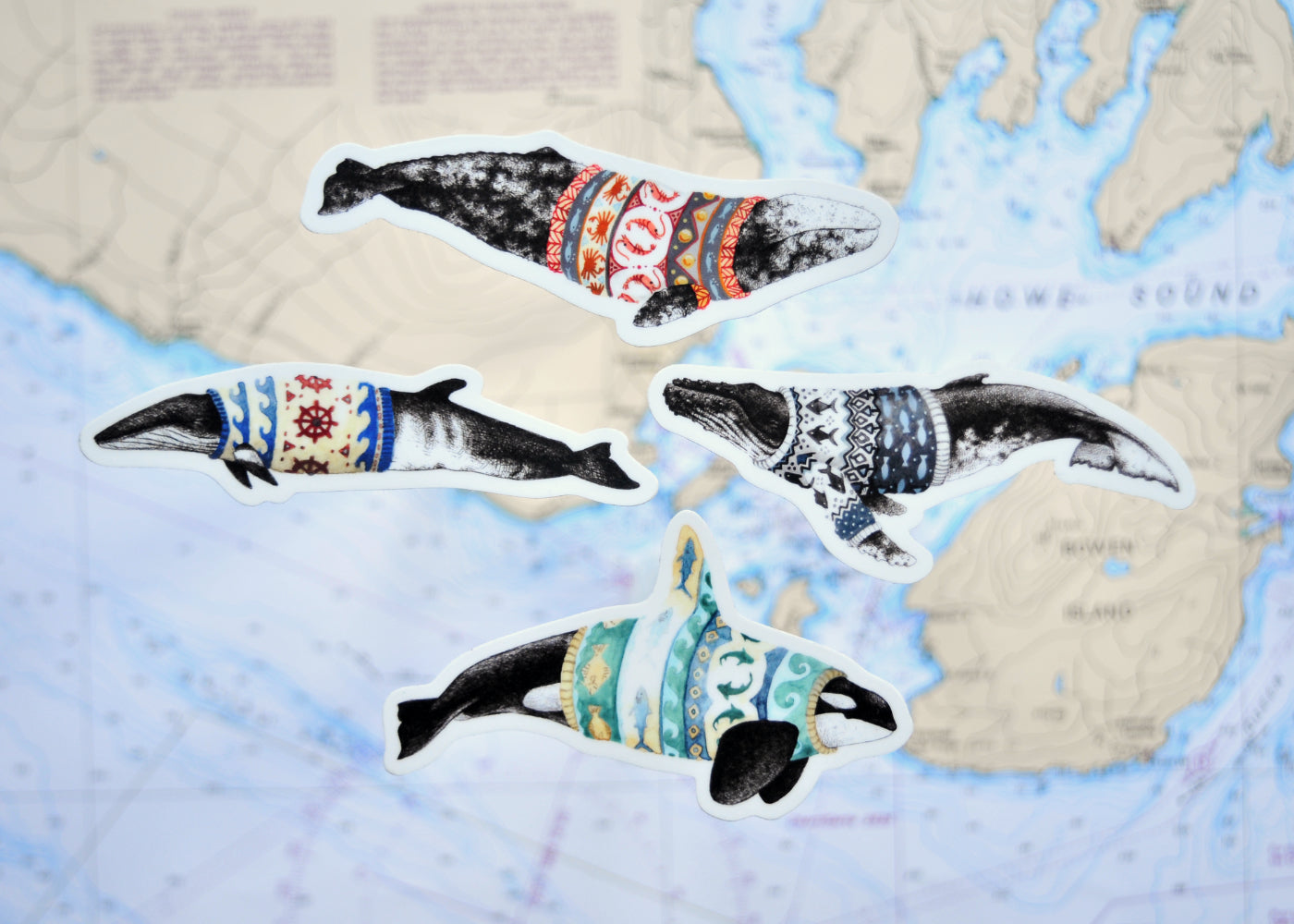 Whale Stickers - Set of 4 Sweater Weather