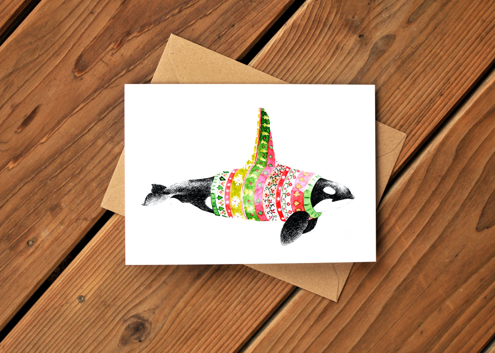 Orca Sweater Greeting Card