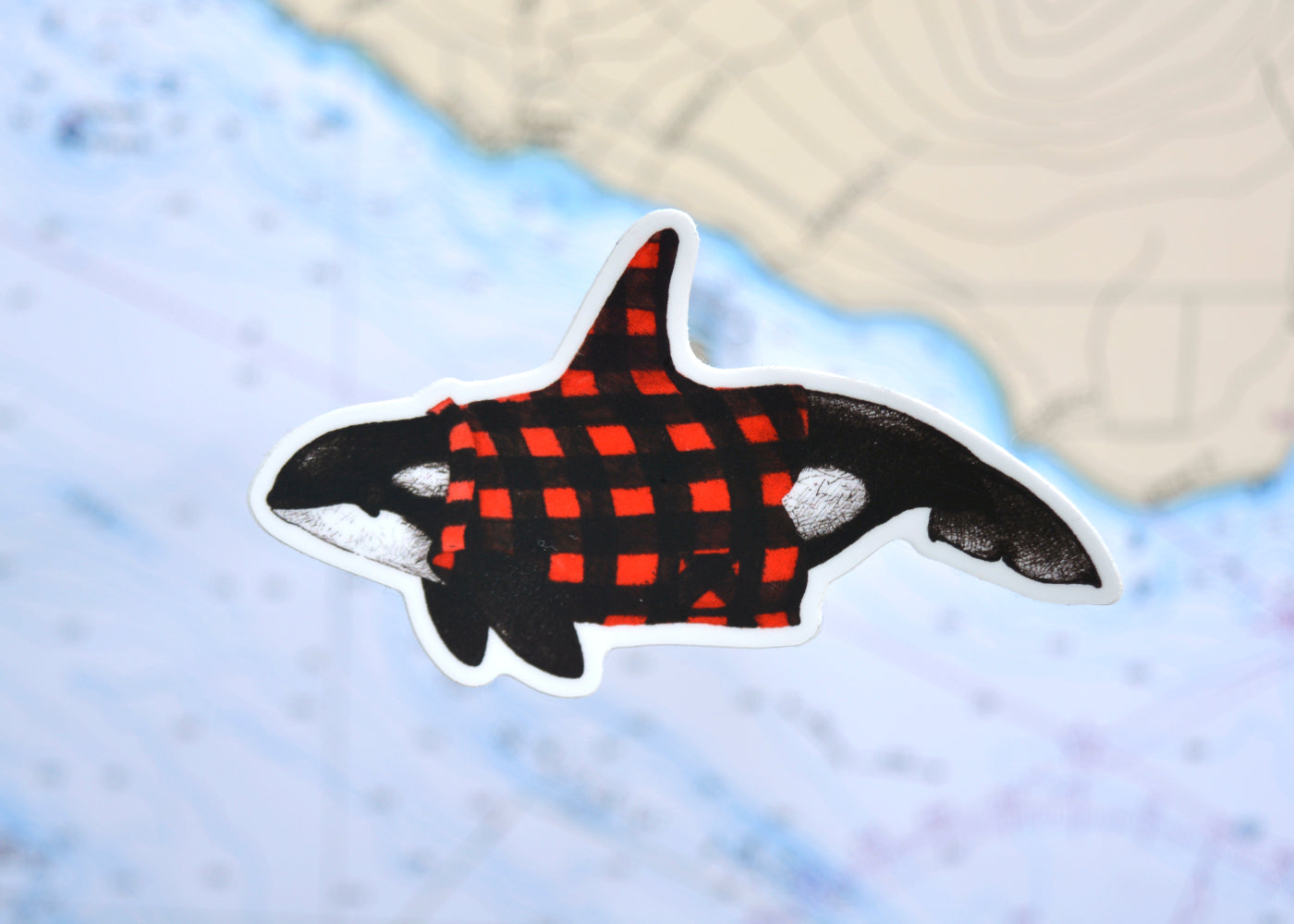 Wet Coast Plaid Orca Sticker