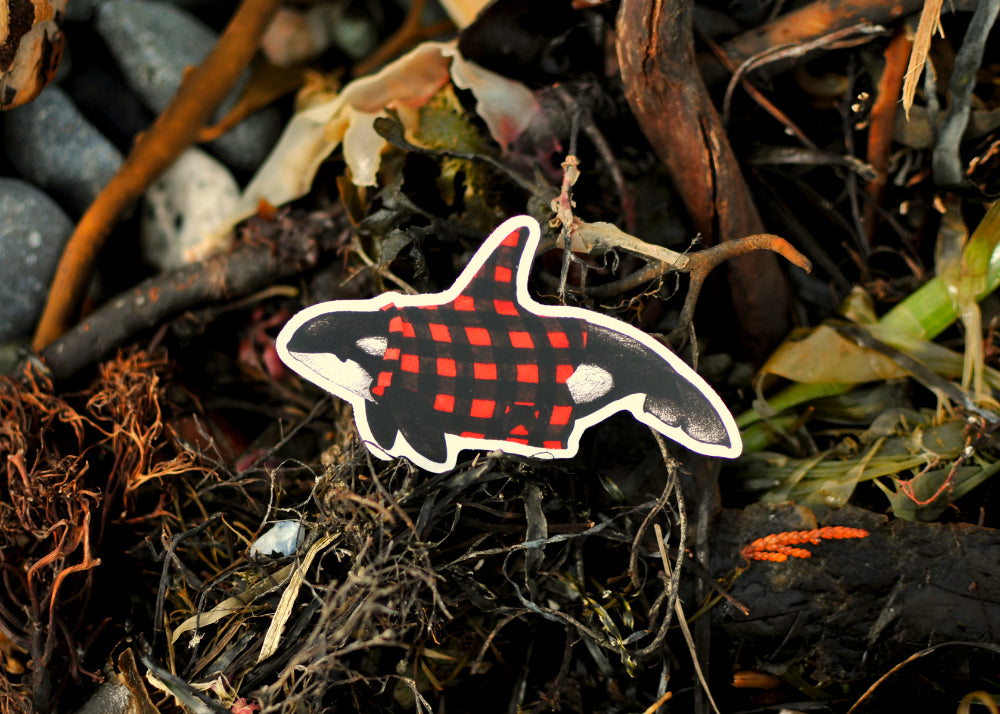 Wet Coast Plaid Orca Sticker