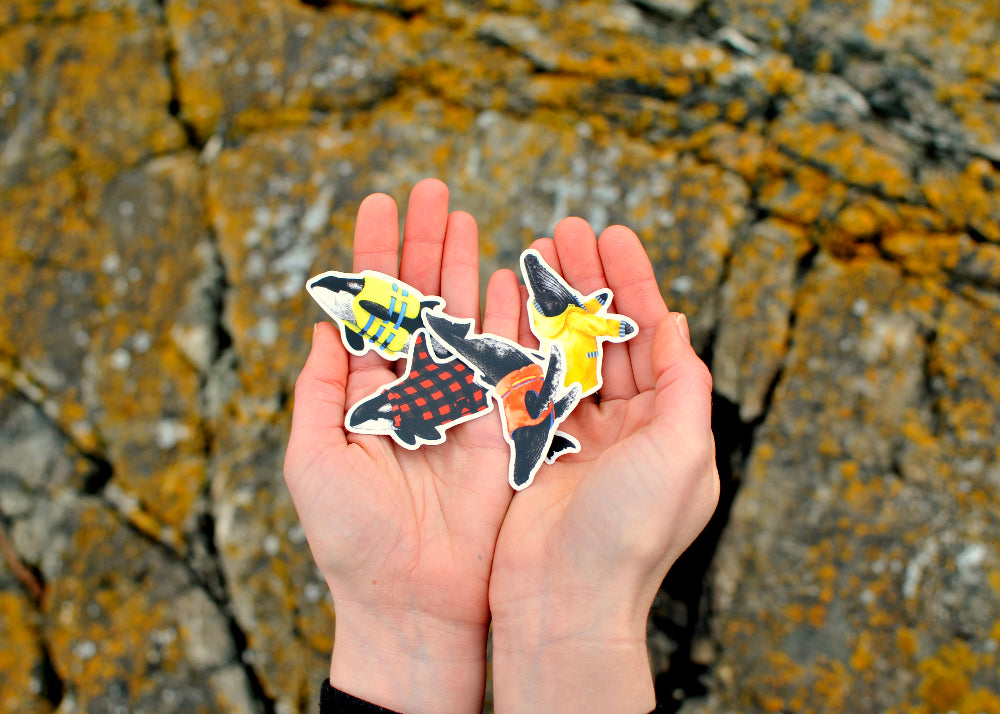 Whale Stickers - Set of Four Coastal