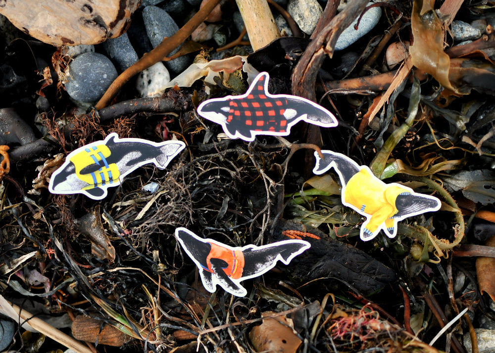 Whale Stickers - Set of Four Coastal