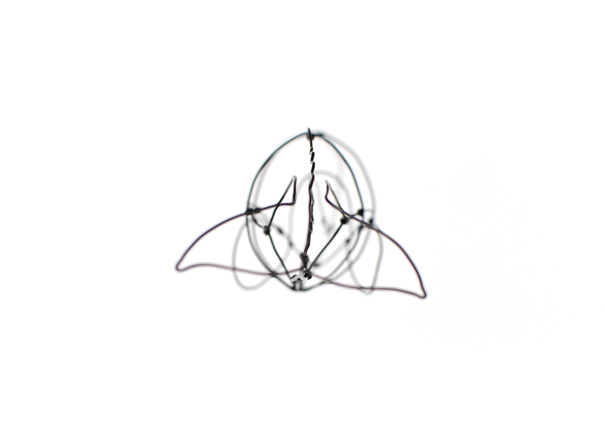 Photo of a 3D wire sperm whale sculpture.