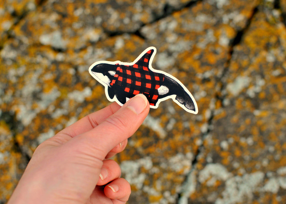 Wet Coast Plaid Orca Sticker