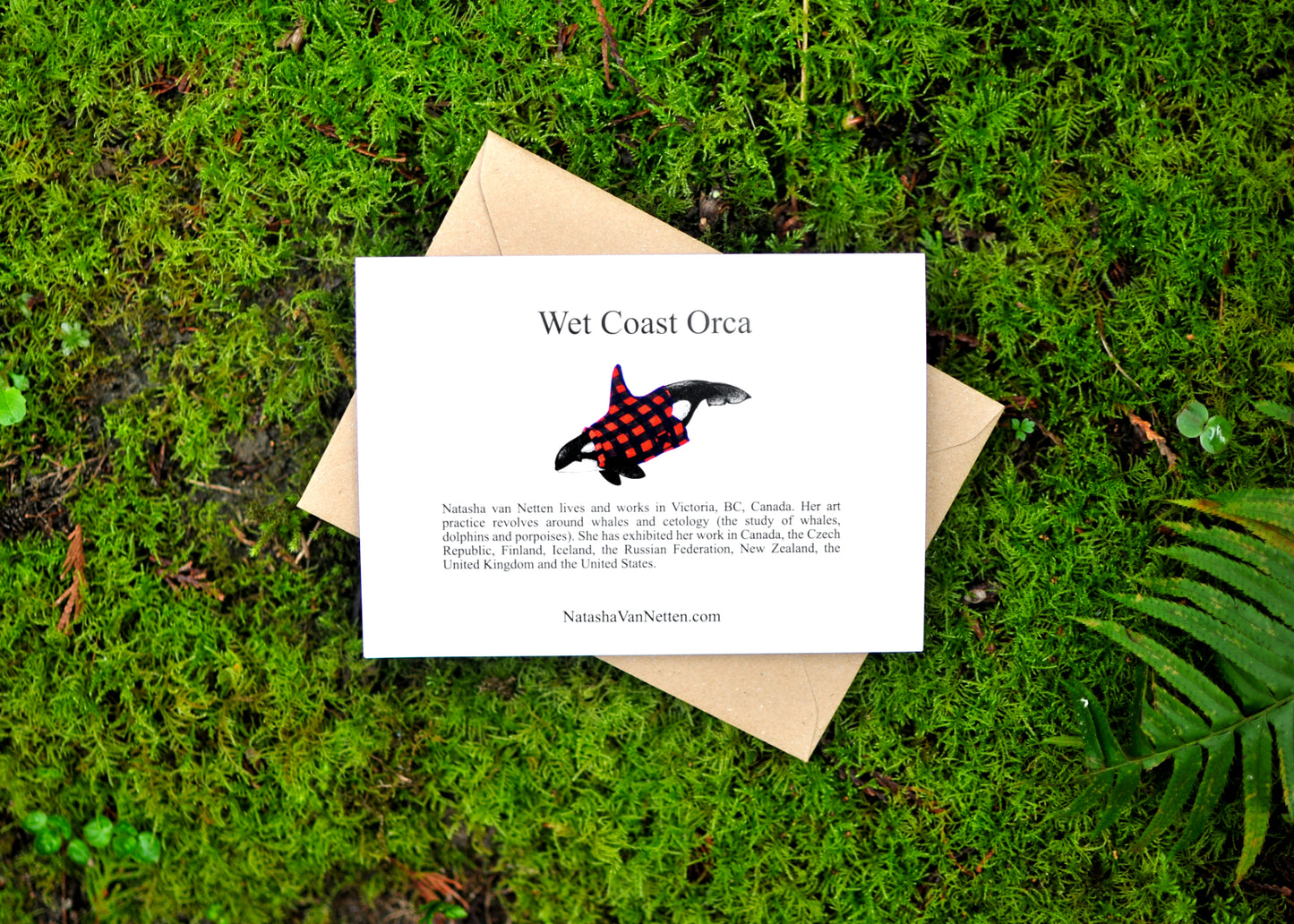 Wet Coast Plaid Orca Greeting Card
