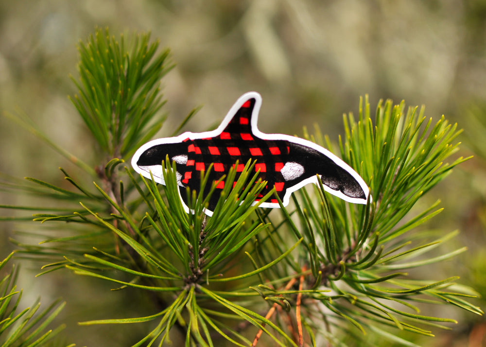 Wet Coast Plaid Orca Sticker