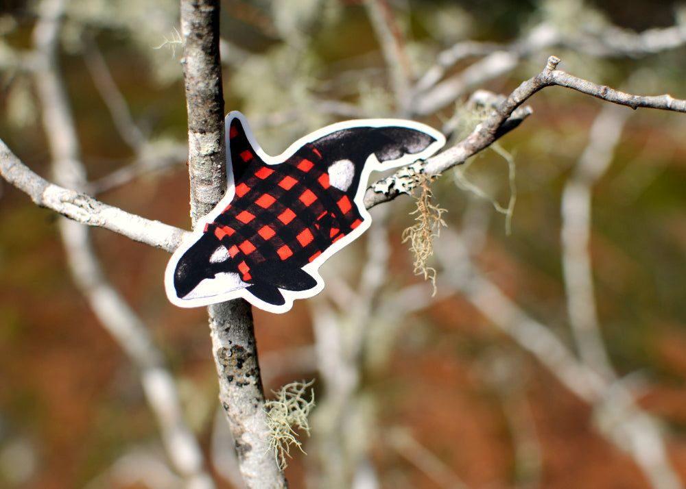 Wet Coast Plaid Orca Sticker
