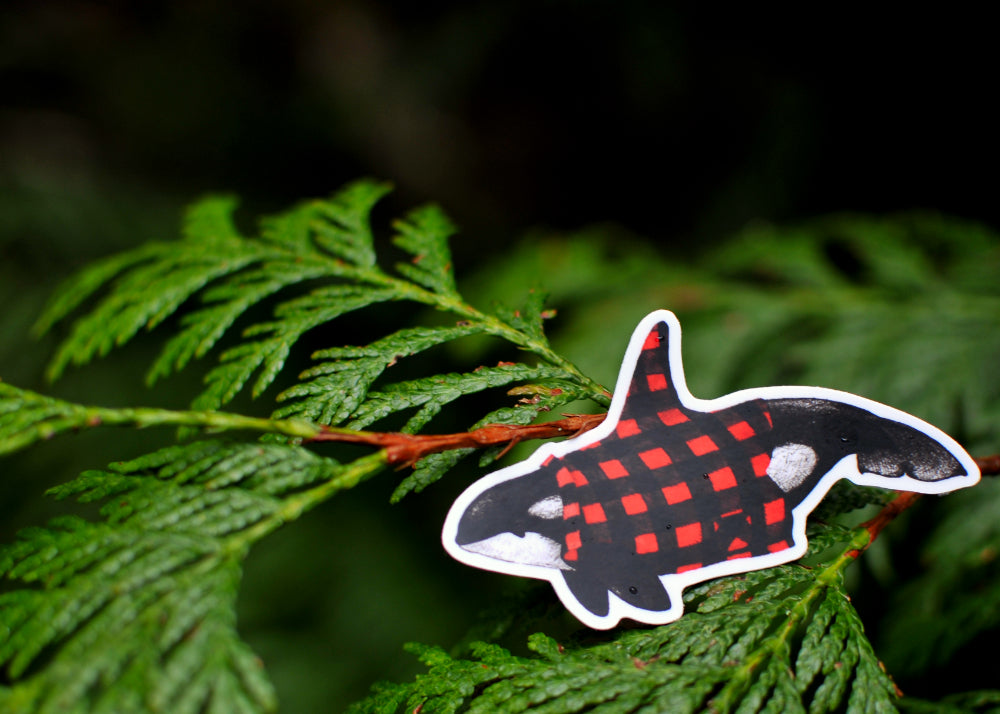Wet Coast Plaid Orca Sticker
