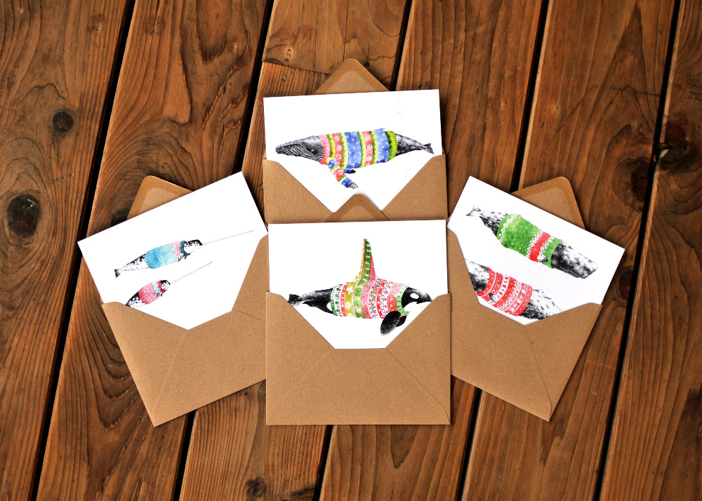 Winter Whale Sweater Greeting Card Set