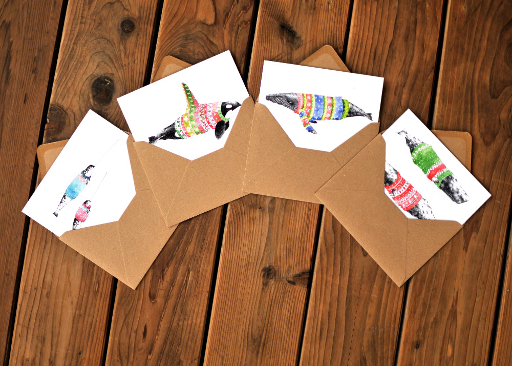 Winter Whale Sweater Greeting Card Set