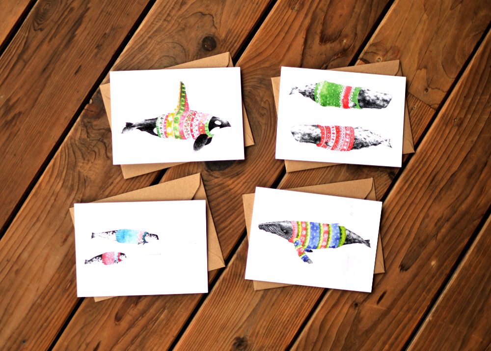 Winter Whale Sweater Greeting Card Set