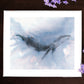 Drawing of humpback whale with ink, seawater and weather