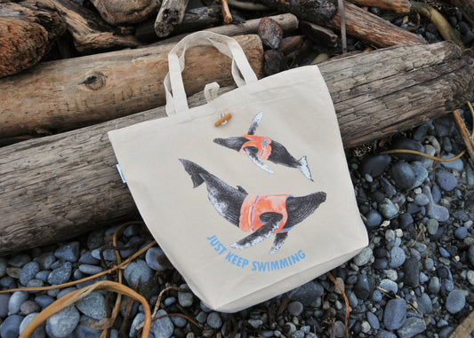 'Just Keep Swimming' Canvas Tote