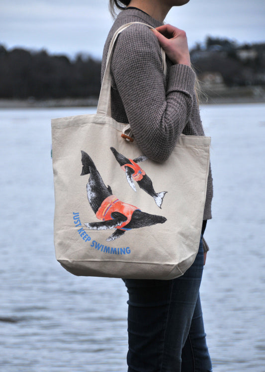 'Just Keep Swimming' Canvas Tote