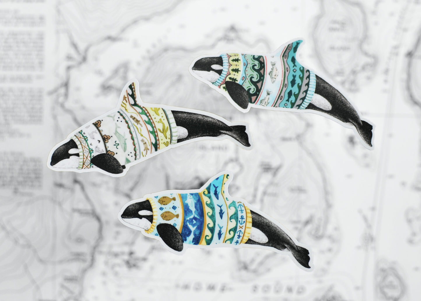 Whale Stickers - Set of Three Matriarch Orca Stickers