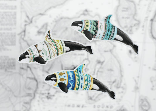 Whale Stickers - Set of Three Matriarch Orca Stickers
