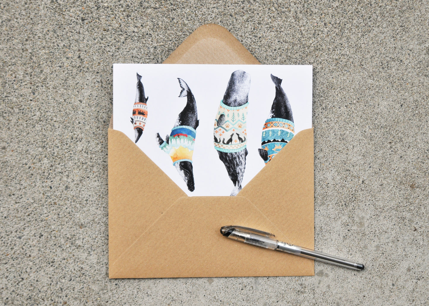 Mountain Whales Sweater Weather Greeting Card