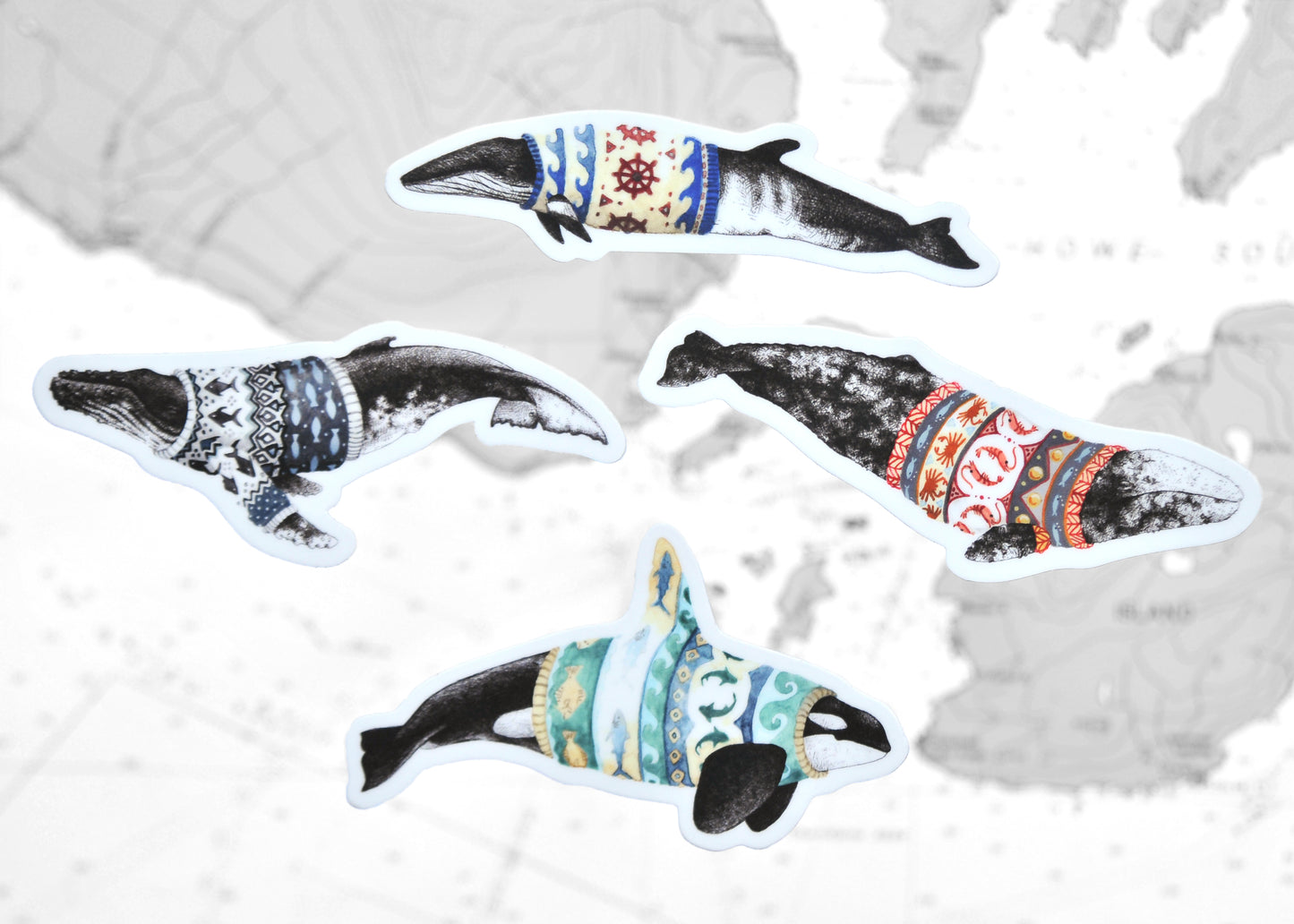 Whale Stickers - Set of Four Sweater Weather