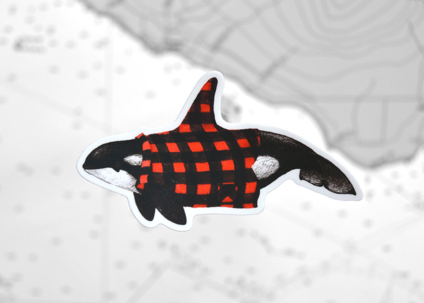 Wet Coast Plaid Orca Sticker