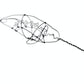 Photo of a 3D wire narwhal whale sculpture. 