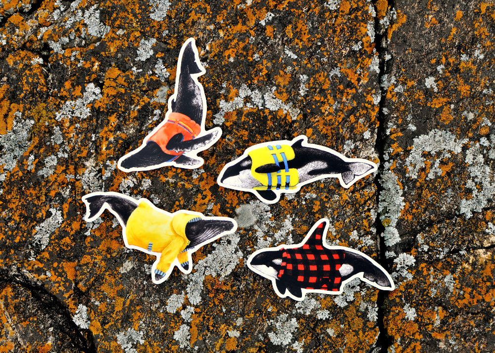 Whale Stickers - Set of Four Coastal