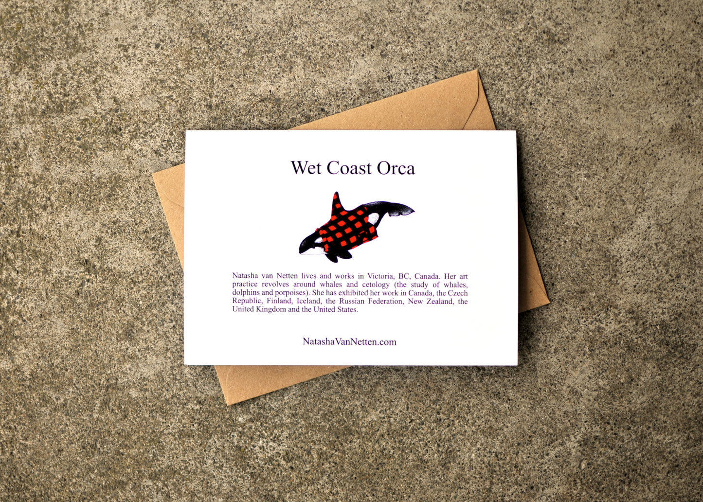 Wet Coast Plaid Orca Greeting Card
