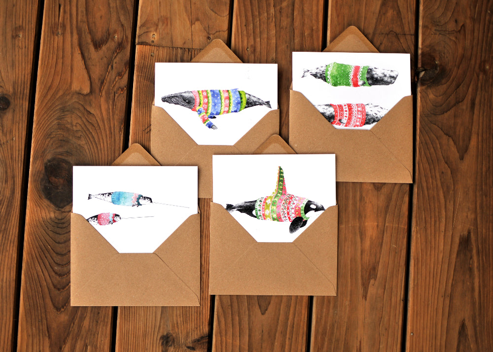 Winter Whale Sweater Greeting Card Set